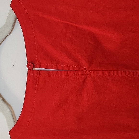 Eileen Fisher Poplin Dress  96% Organic Cotton Stretch Red  Sleeveless SZ Large - Picture 14 of 16